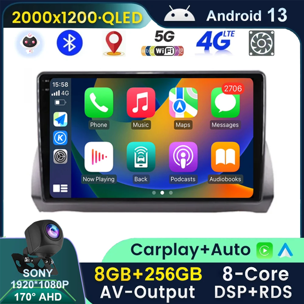 

QLED Android 13 Car Radio For Fiat Argo 2019 - 2022 Video Player Stereo Multimedia Navigation WIFI Carplay Auto GPS 360 Camera