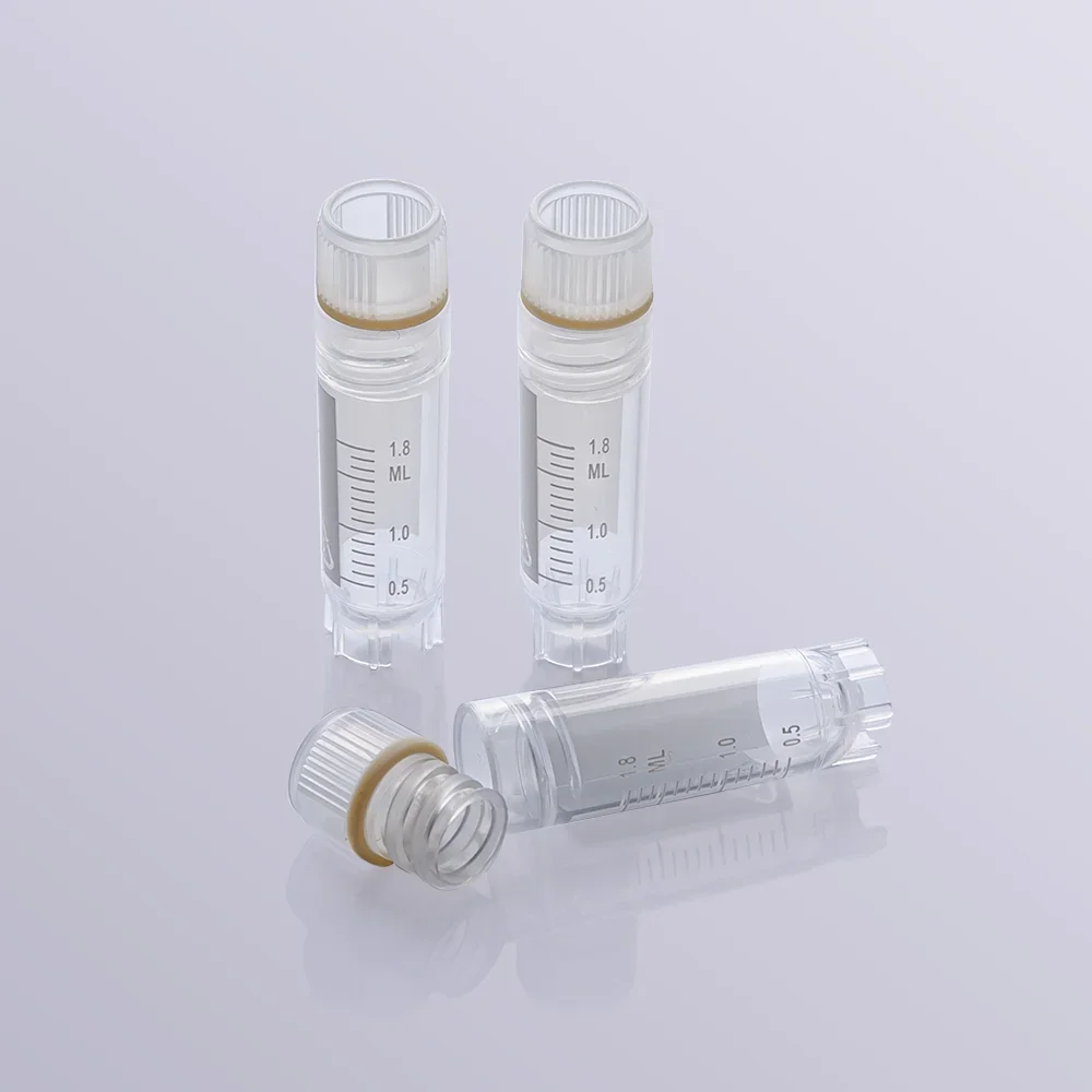 Disposable 50pcs Freezing Tube Cryogenic Vial Self-standing Internal Thread Sterile with White/Clear Screw Cover Freezing Tube