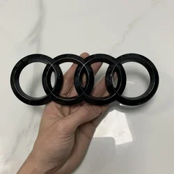 Sleek Black Car Emblem Trunk Badge Sticker with 4 - Ring Design (16 - 25 Rear 230mm)