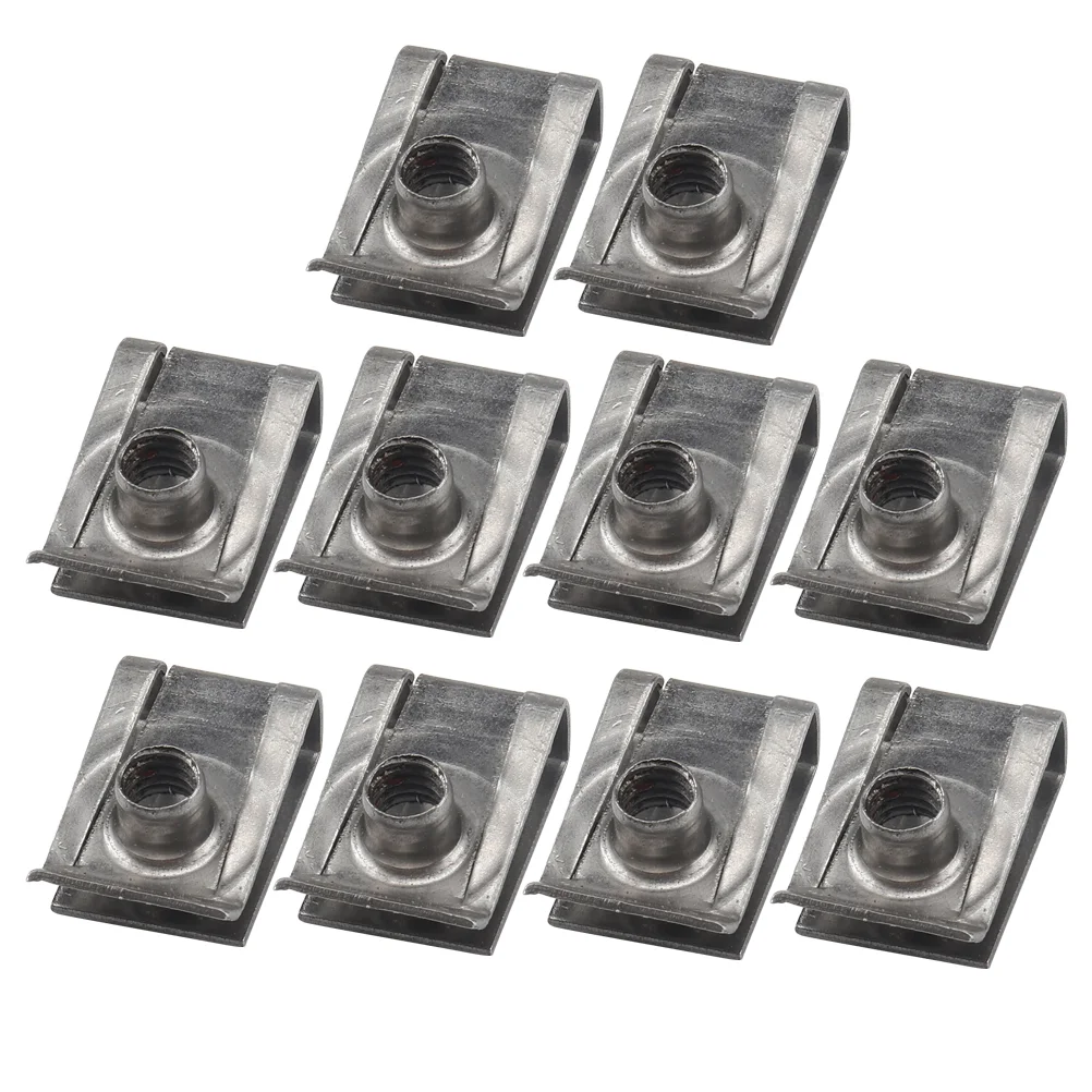 

10pcs Panel U Clips Manganese Steel Motorcycle Bodywork Panel Clips Extruded U Nuts Spring Fastener for Car Auto Vehicle Silver