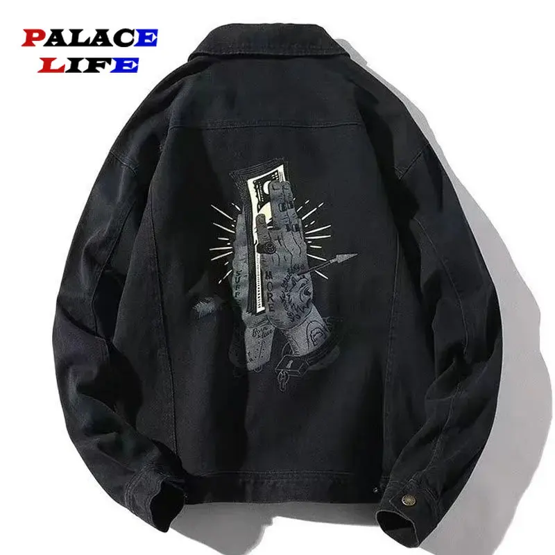 Korean-Single-Breasted-Men-s-Casual-Cotton-Denim-Jackets-Dark-Print ...