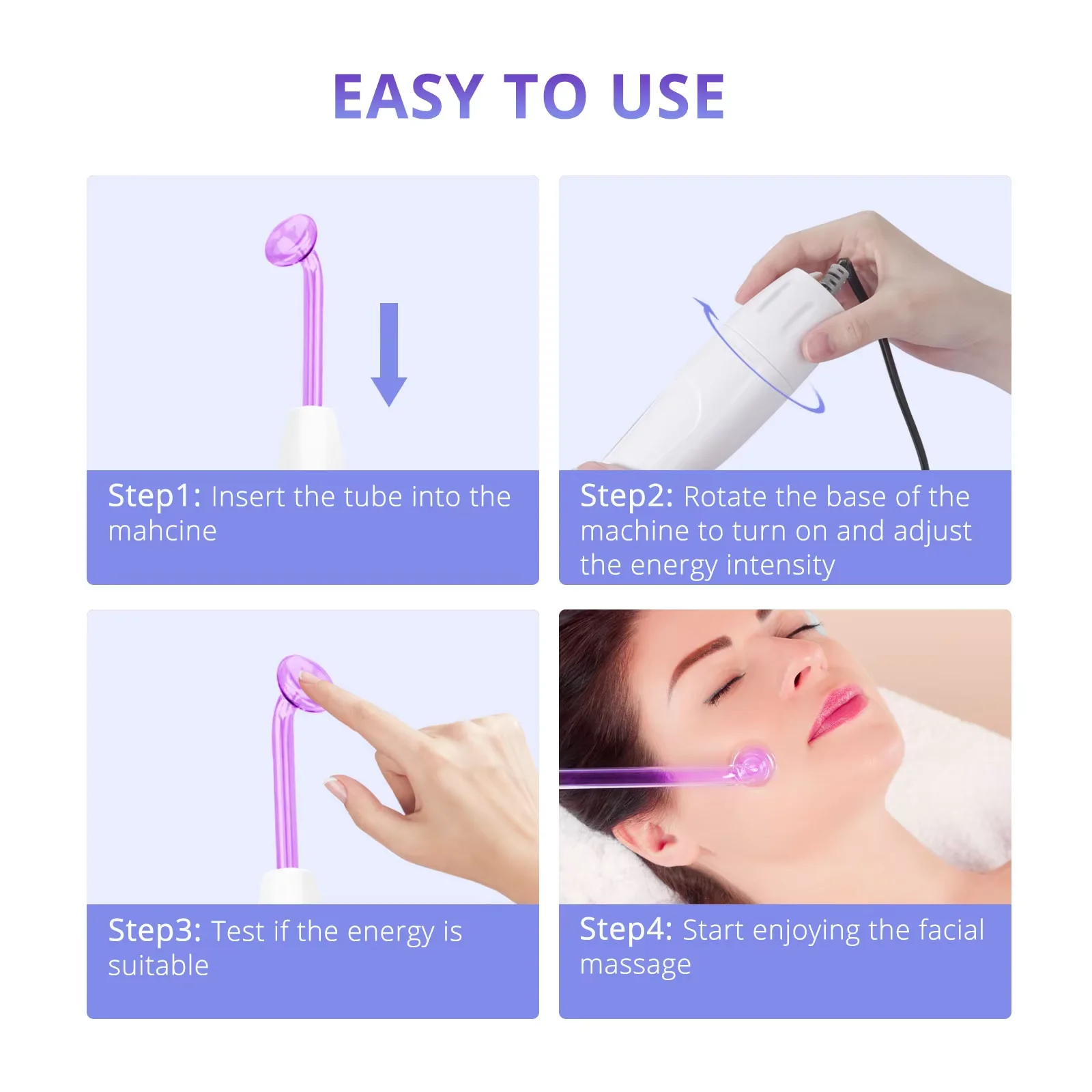 High Frequency Facial Machine Skin Spot Remover Portable Beauty Infrared Purple 6