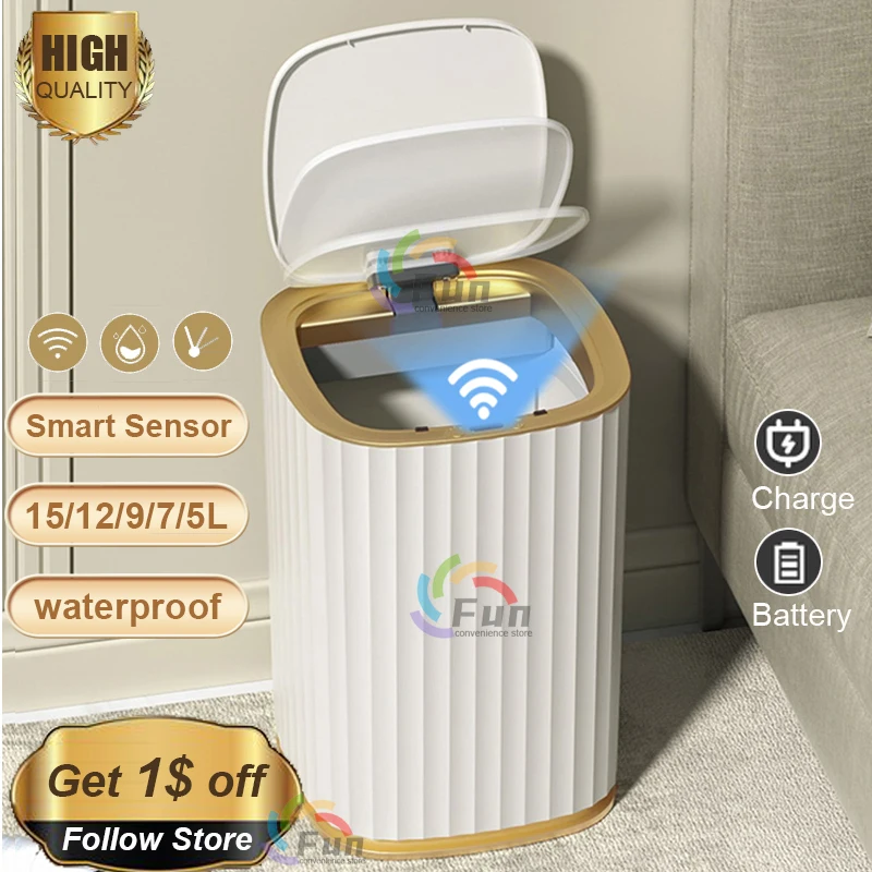 

Smart Sensor Trash Can Household Automatic Electronic Trash Bin Kitchen Garbage Can Toilet Waterproof Narrow Storage Bucket
