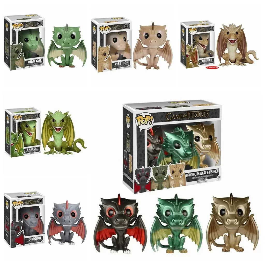 thumbnail image 2 of Funko POP Juego de la NOCHE REY ICY VISERION Tronos 22# 34# Daenerys Drogon 16# RHAEGAL 20# 47# Figuras de juguete Juguetes de modelos coleccionables, 2 of 5