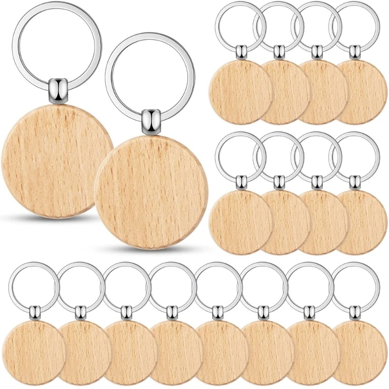 Fast Reach 50Pcs/pack DIY Blank Wooden Keychain Rectangle/Oval-Round Carved Key Tags