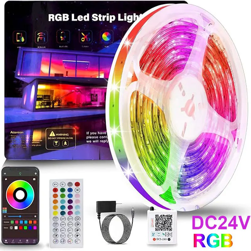 RGB LED 라이트 스트립 24V 5M 10M 15M 30M 20M 40M LED 조..