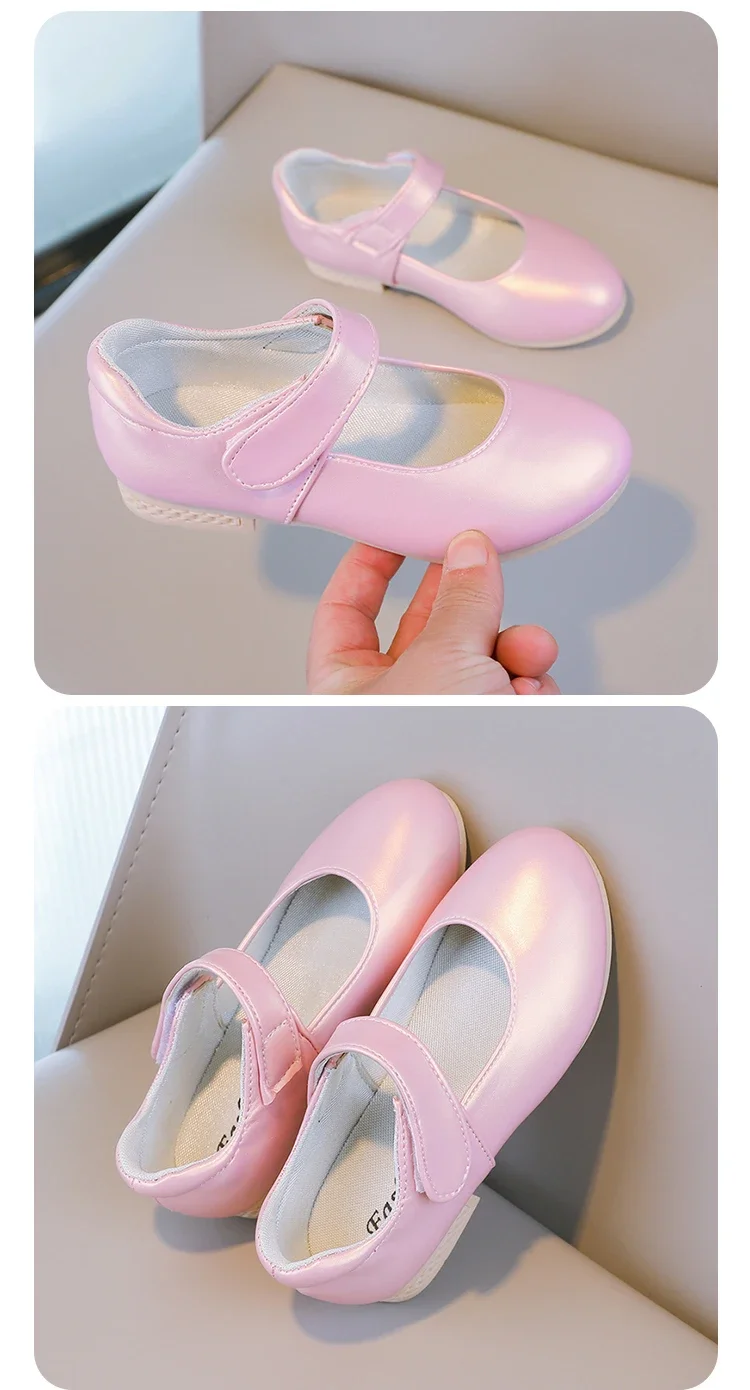 Mädchen PU-Lederschuhe für Hochzeit, Party, modisch, Prinzessin, Kinder, Mary Janes, Kinder, flache Schuhe mit Klettverschluss, süß, klassisch, niedlich, weich, neu – Detail 4
