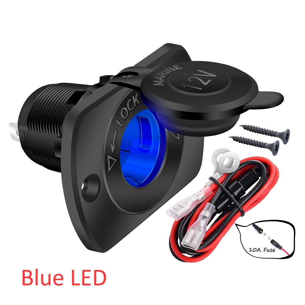 Presa Accendisigari Femmina 12V Con Fusibile - Cavo 180 Cm - Impermeabile Per Auto, Moto, Barca - Carviya