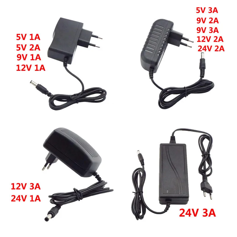 

AC 110v 240V to DC 5V 9V 12V 24V 1A 2A 3A 3000ma mA адаптер питания, трансформатор, настенное зарядное устройство, штепсельная Вилка для светодиодной ленты