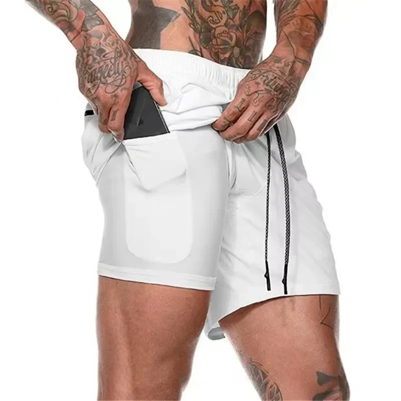 Summer New Camo Running Double Layer Shorts Basketball Training Jogging 2-in-1 Quick Dry Breathable Men's Gym Sports Shorts