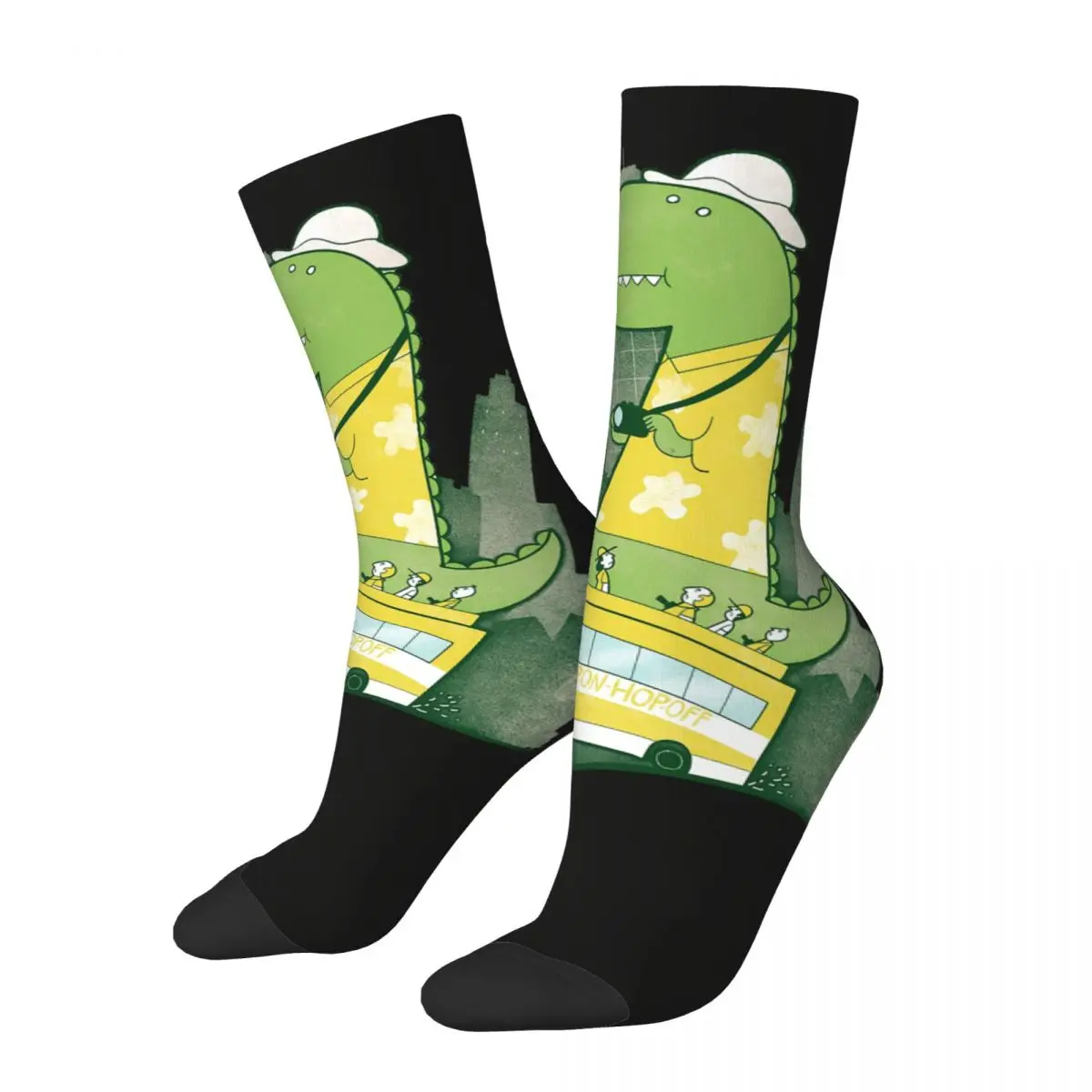 

Hip Hop Retro Hop On Hop Off Crazy Men's compression Socks Unisex Dinosaur Dinosauria Animal Harajuku Pattern Printed Crew Sock