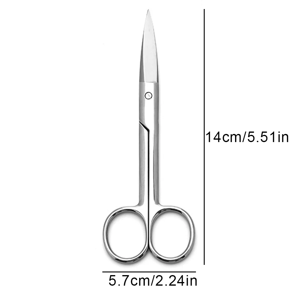1Pcs 14cm Stainless Steel Medical Scissors Manicure Nose Hair Lash Scissors Eyebrow Trimming Straight Curved Tip Makeup Tools 6