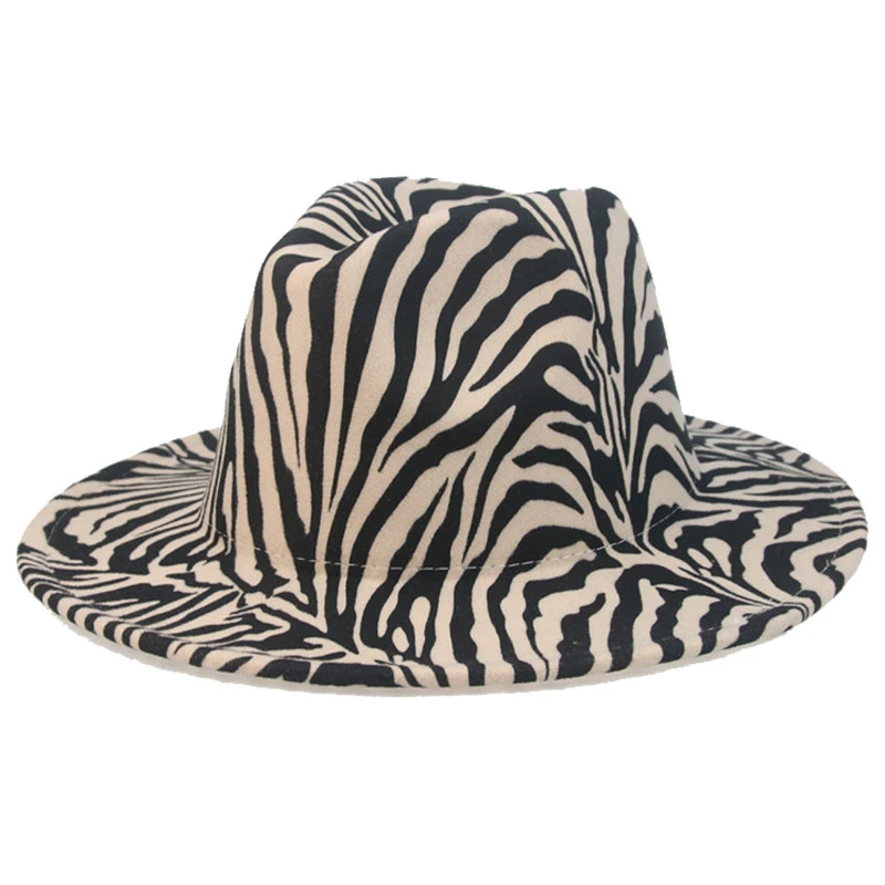 fedora hat women men caps zebra pattern print casual vintage winter hats designed outdoor luxury hats for men sombreros de mujer wool fedora hat Fedoras