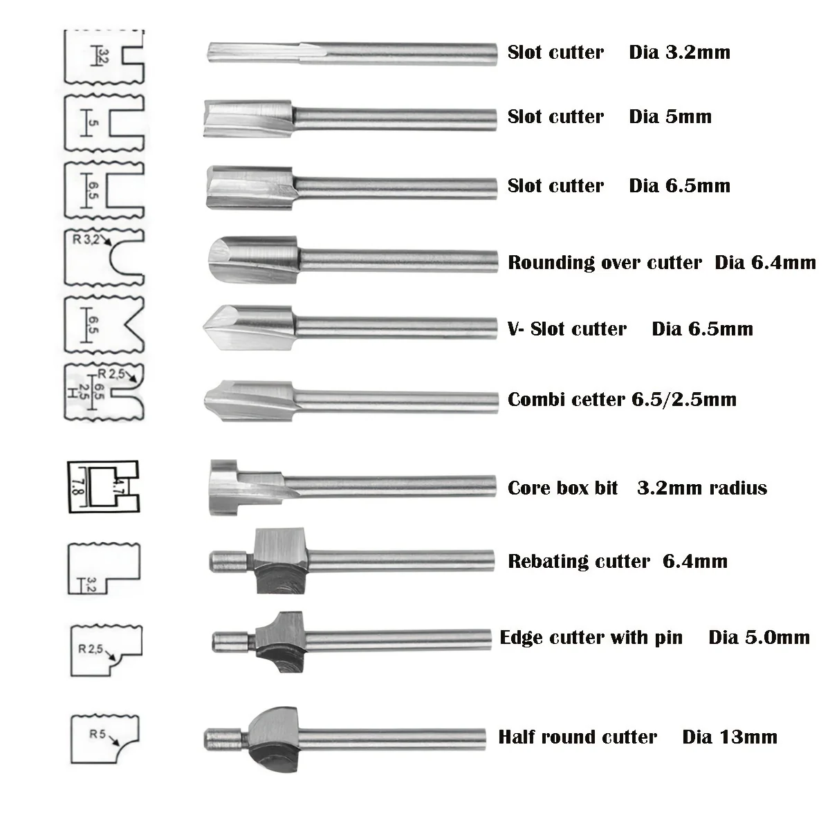 9903DM, Foret Tungstène Dremel Embout de sculpture 3.2mm x 39 mm