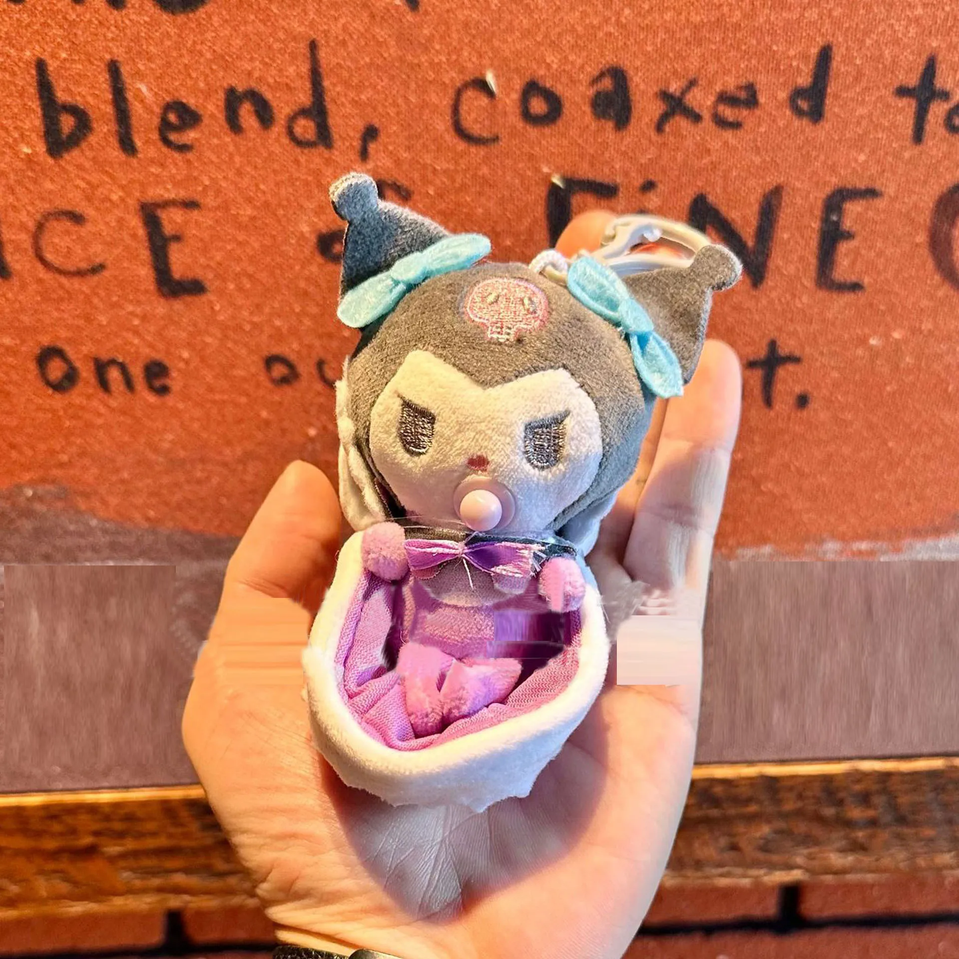 Wholesale 24pcs/lot 10cm Cute Sleeping Baby Kuromi Plush Keyring Toys Monster melody Dolls small Pendants Gifts 3