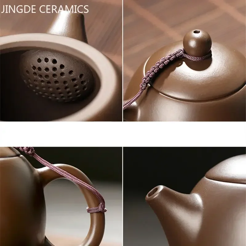 Antique Yixing Purple Clay Tea Pot Raw Ore Zhu Mud Beauty Kettle Chinese Zisha Tea Set Customized Ball Hole Filter Teapot