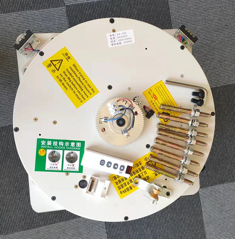 XNI-J250 9M Crystal chandelier lifter electric remote control rotary hotel villa duplex hall high maintenance lamps lifter