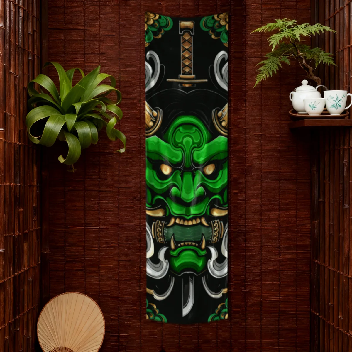 2D Messer und Maske, kreativer Wandteppich, Wandteppich, Polyester, Wandbehang, Stoff, Heimhintergrunddekoration – Detail 4