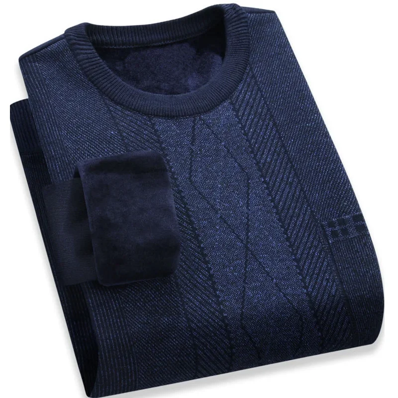 Fashion O-Neck Knitted Loose Printed Casual Sweater Men Clothing 2024 Autumn New Oversized Korean Pullovers All-match Warm Tops