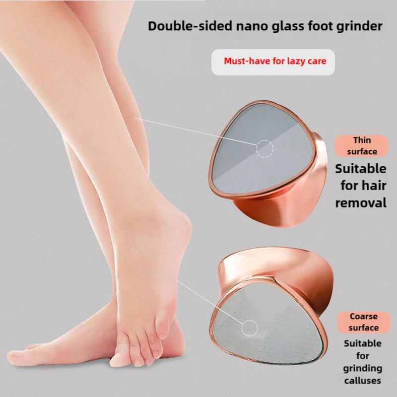 Double-sided Crystal Hair Eraser Glass Nano Foot File 2 in 1 Reusable Painless Physical Hair Grinder Fast Remove Foot Dead Skin