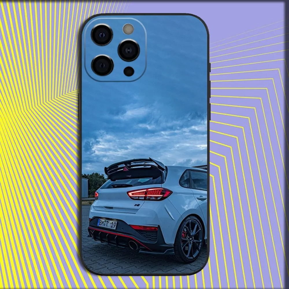 Sleek Blue Car-Themed Soft Black Phone Case