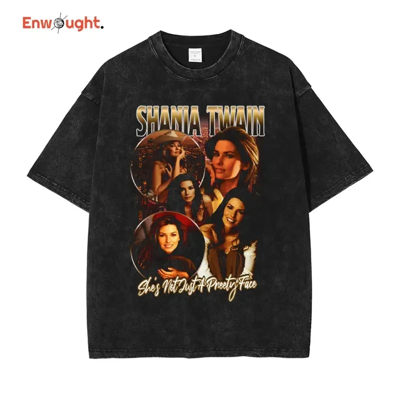 

Футболка Shania Twain женская в стиле Харадзюку, винтажный топ с вареными звездами певицы, футболка в стиле хип-хоп с коротким рукавом, хлопковая ретро-футболка оверсайз