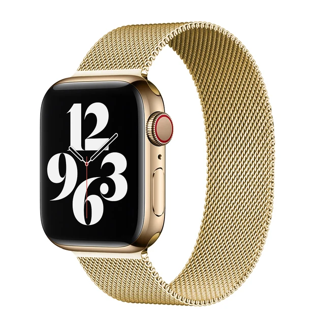 Metal Strap Milanes loop apple watch band 44mm 45mm 41mm 42mm 40mm 38mm magnetic stainless steel correa bracelet iwatch se 73456 Gold Color