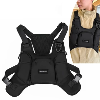 Borsa da petto per motociclisti, stile hip-hop streetwear, marsupio multifunzionale, zaino sportivo con fibbia triangolare