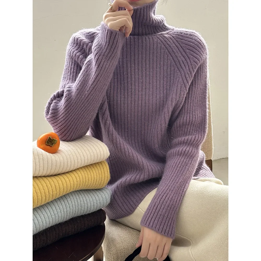 

Lazy and Bright Silk Turtleneck Sweater for Women 2023 New Winter Style Warm and Soft Waxy Sweater Top Worn Inside and Outside