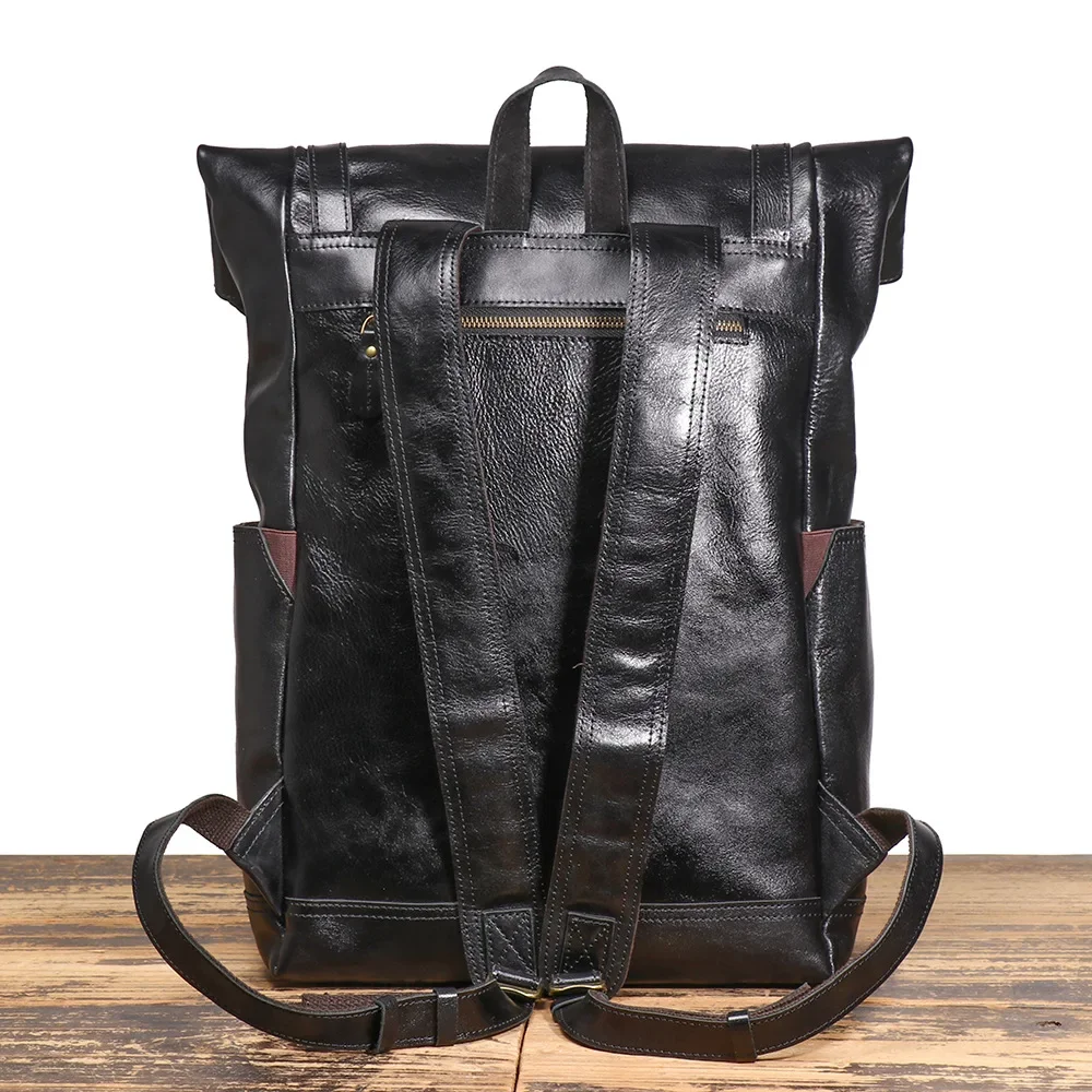 Stylish New Men's Genuine Leather Backpack Large Capacity Business Laptop Bag