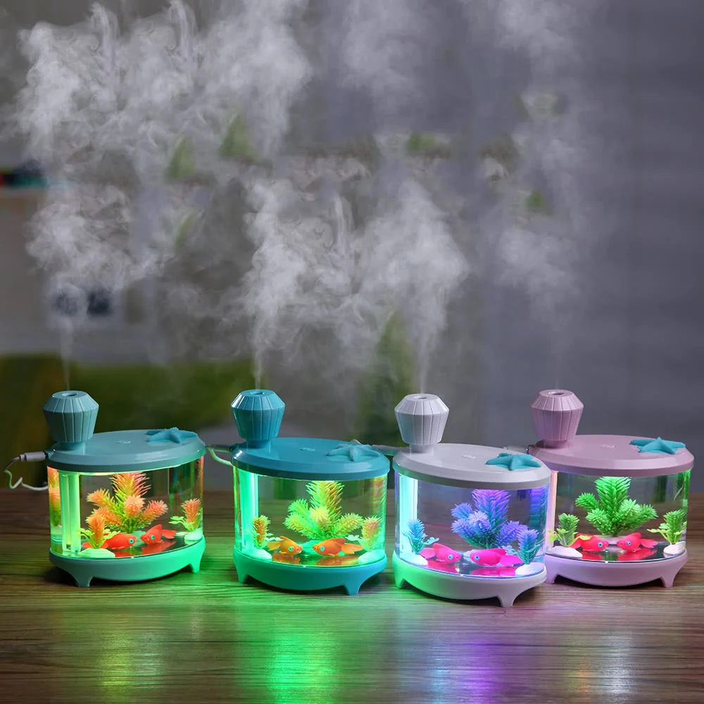 NewfishtankLEDnightlighthomeultrasonicairhumidifieraquarium