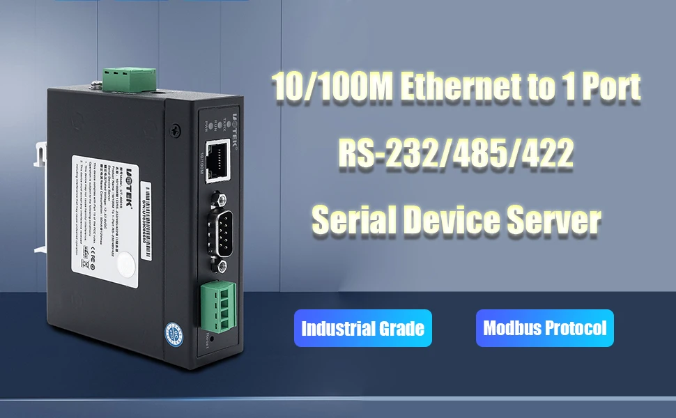 UOTEK 10/100M Ethernet to 1 Port RS-232/485/422 Serial Device Server Support MCP VCOM Virtual Serial Port UT-6801A