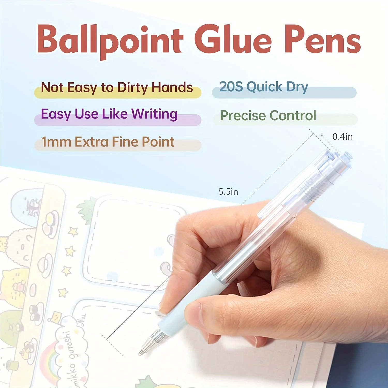 솔리드 접착제 스틱 펜 프레스 펜 스크랩북 빠른 건조 접착제 펜 고점도 솔리드 접착제 스틱 수제 문구 용품 펜