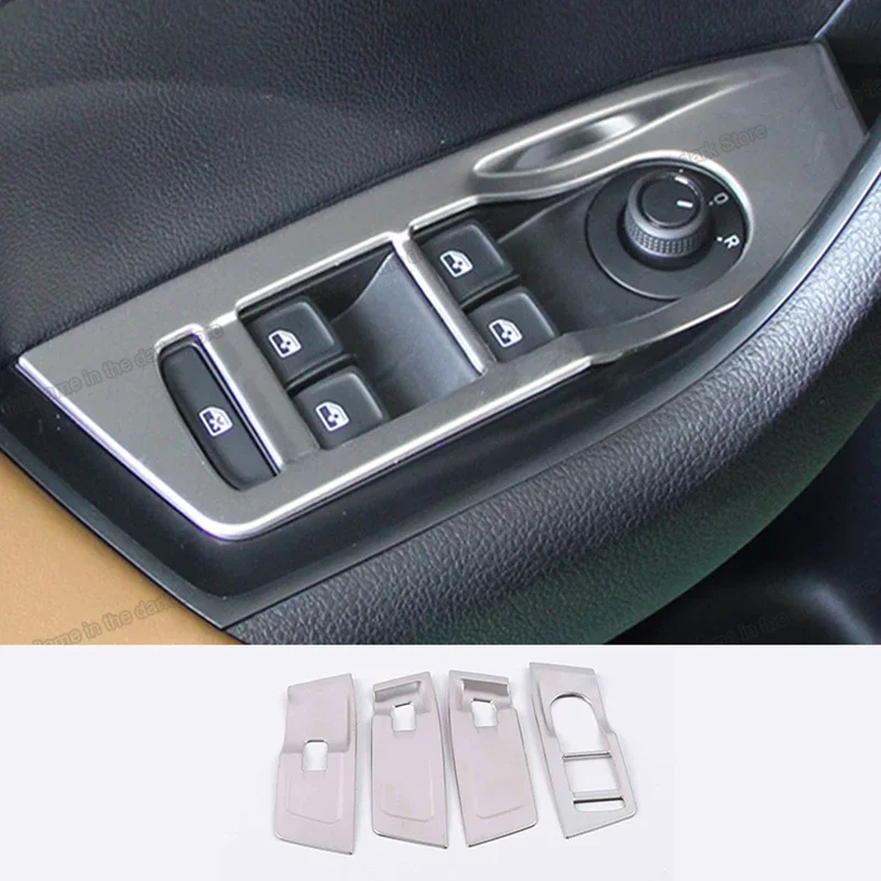 Car Window Lifter Switch Panel Trim Per Skoda Kamiq 2018 2019 2020 Accessori Auto Styling 2021 2022 2023 Fibra Di Carbonio Chrome