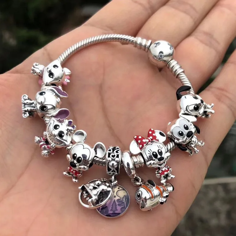 DISNEY HEROCROSS Alliance Mickey Mouse Minnie Plata De Ley 925 srebrne wisiorki koraliki pasujące bransoletki Pandora 925 biżuteria DIY prezenty