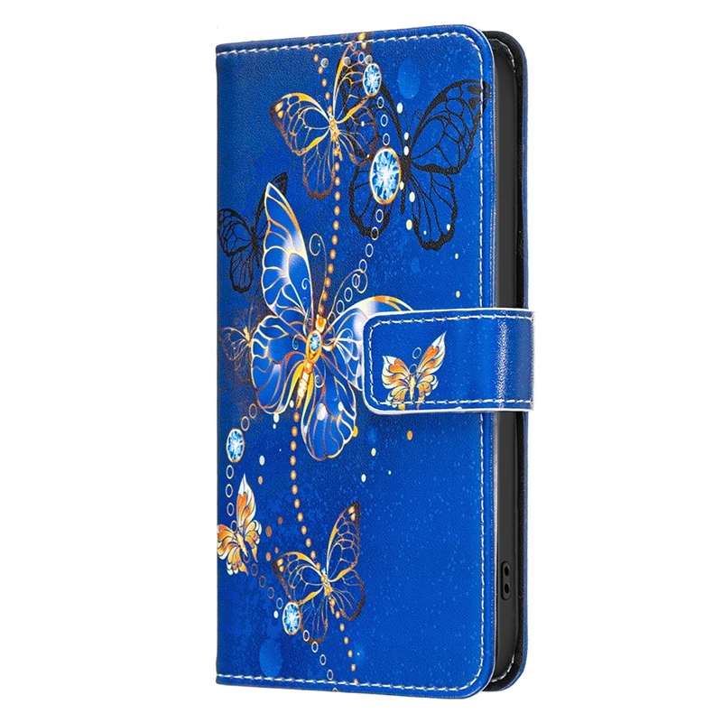 Elegant Leather Flip Wallet Case with Card Holder and Artistic Design