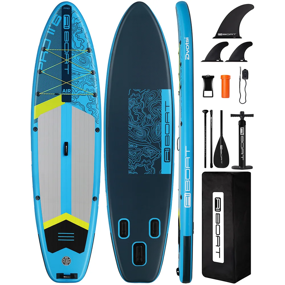 AIBOAT Blue SUP Waterproof Inflatable Paddle Board 11'6''x35''x6'' Adult Standing Style Aquatic Fishing With Accessories SUB 1