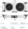 Turkewood electric stove, dual infrared ceramic heating plate cooking, two controlled range burners 5