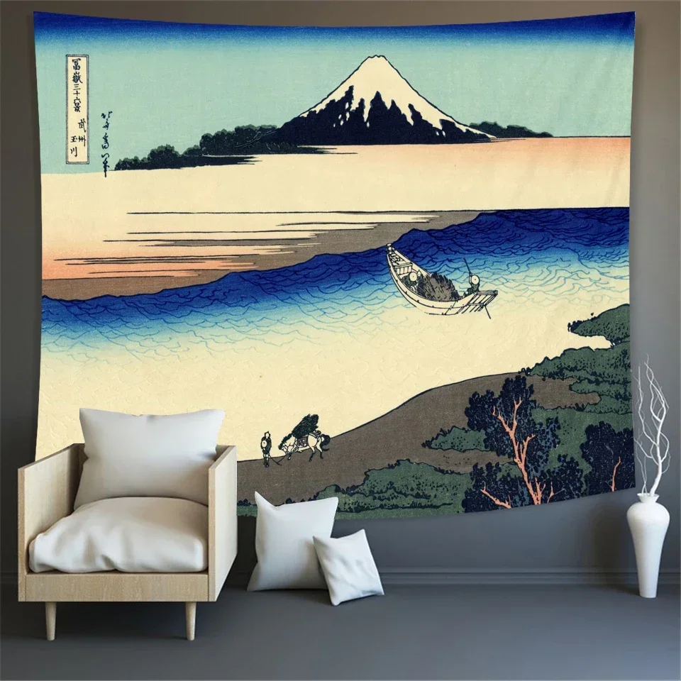 Mount Fuji, Japan Tapestry Art Printing Tapestry The Great Wave of Kanagawa Wall Hanging Decoration Household Japanese