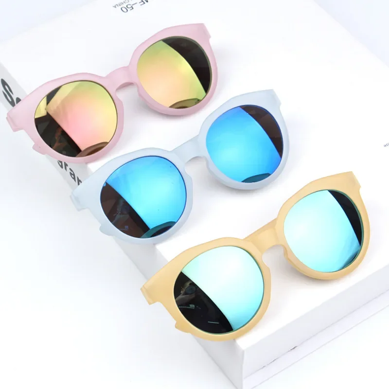 Kids Sunglasses Colorful Reflective Mirror Hot Sale Boys Girls Children Classic Retro Cute Sun Glasses Round Eyewear UV400 images - 6