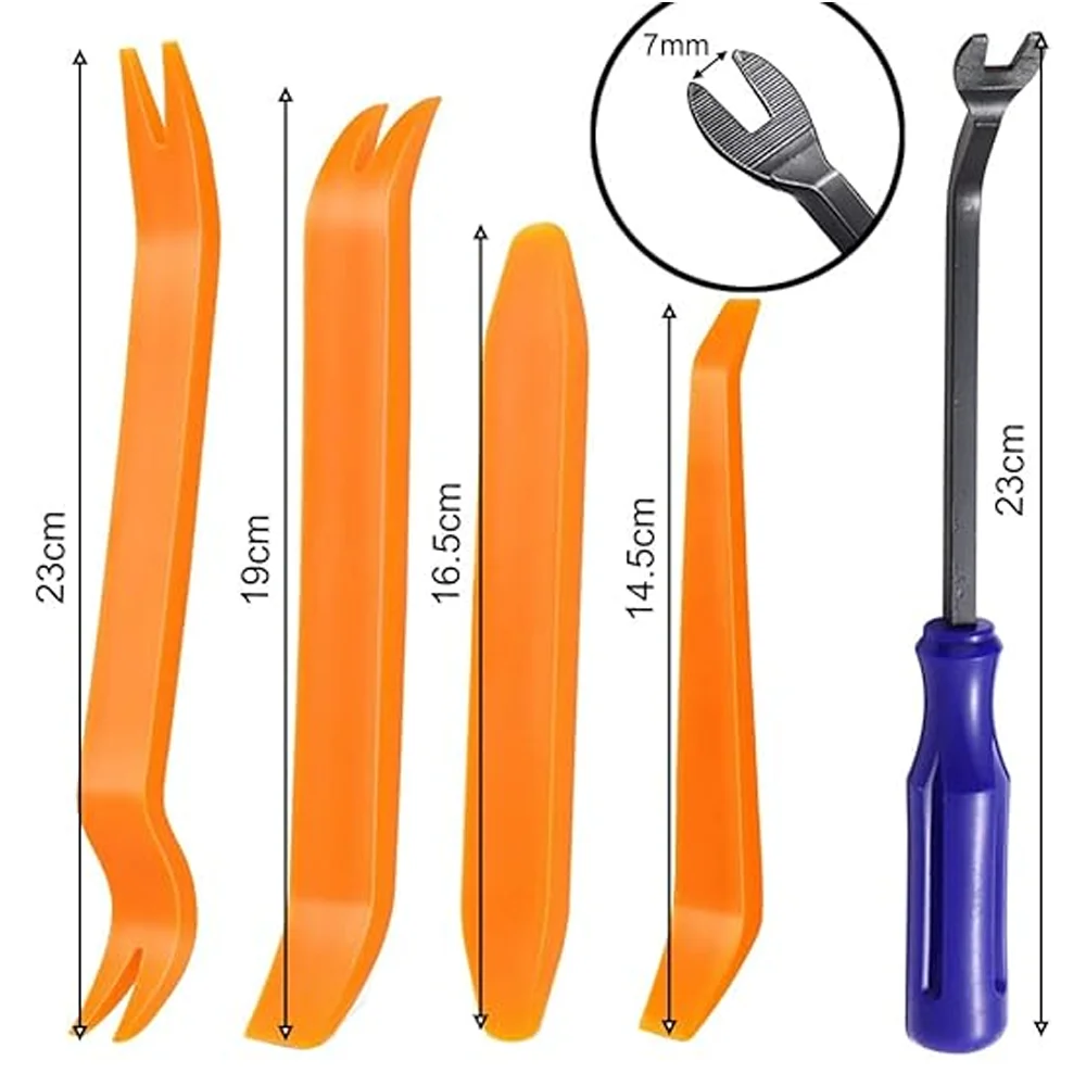 4Pcs 자동차 라디오 패널 도어 클립 패널 + 파란색 자동차 제거 도구 + 트림 대시 오디오 제거 키트 수리 핸드 조종석 프라이 액세서리