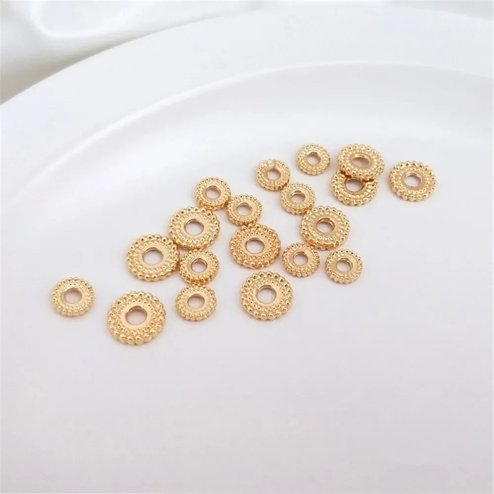 

14K Gold Plated Accessories twist edge round wheel bead splice diy hand string bracelet first jewelry material