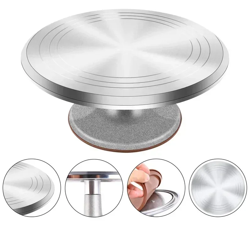 10/12inch aluminum alloy Decorating Mouth Scraper Set Rotating Turntable Cake Decorating Turntable Bake Cake Mold Baking Tools cake decorating kit cake turntable baking supplies cake tools rotating bearing turntable