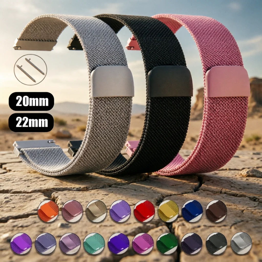 Universal 20mm/22mm Magnetic Smartwatch Bracelet Strap - Sleek Design