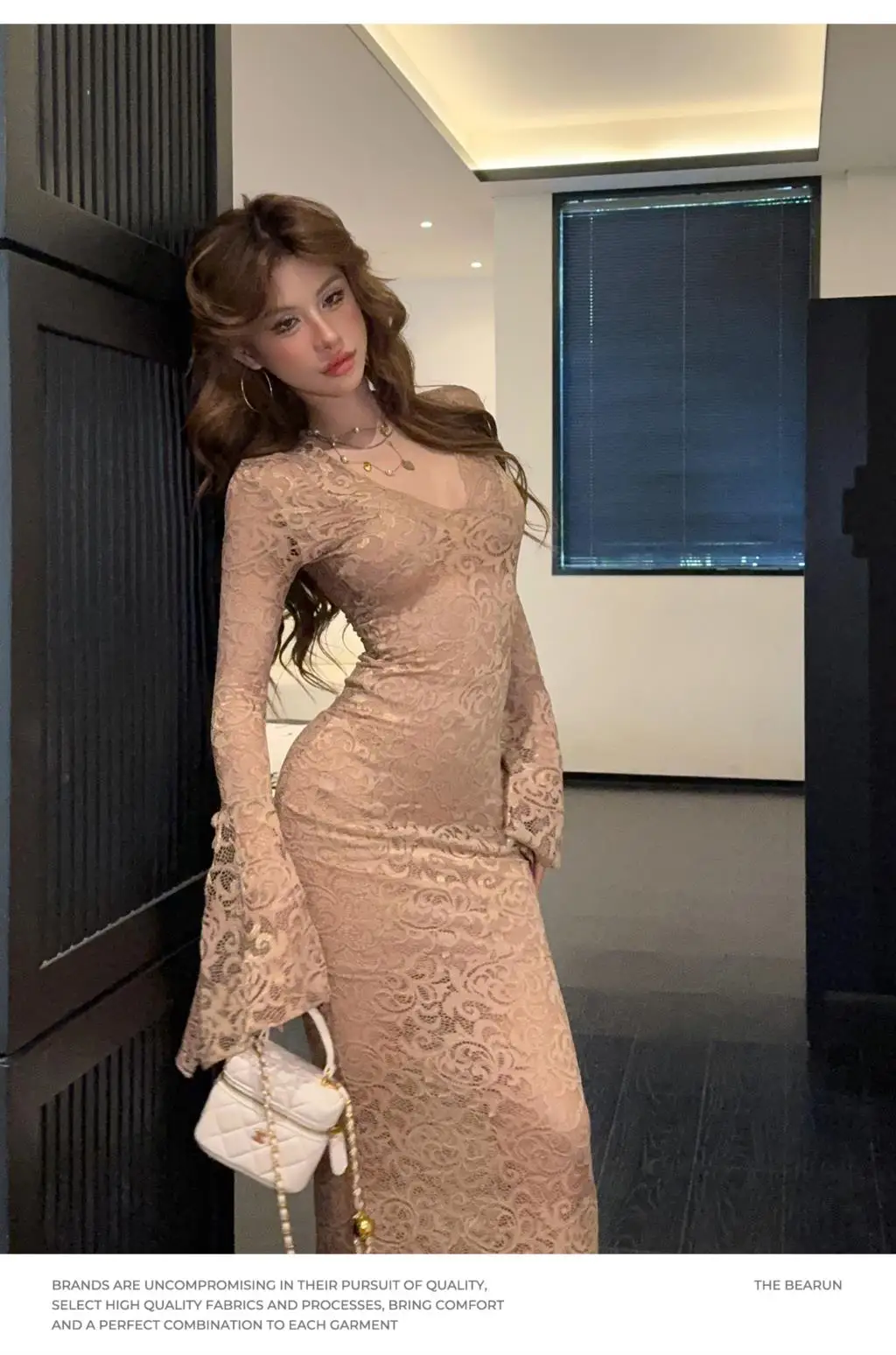 Sexy Bodycon Lace Long Dresses for Women V-neck Flare Sleeves Slim Mermaid Evening Party Dress Club Prom Robe Ladies Vestidos