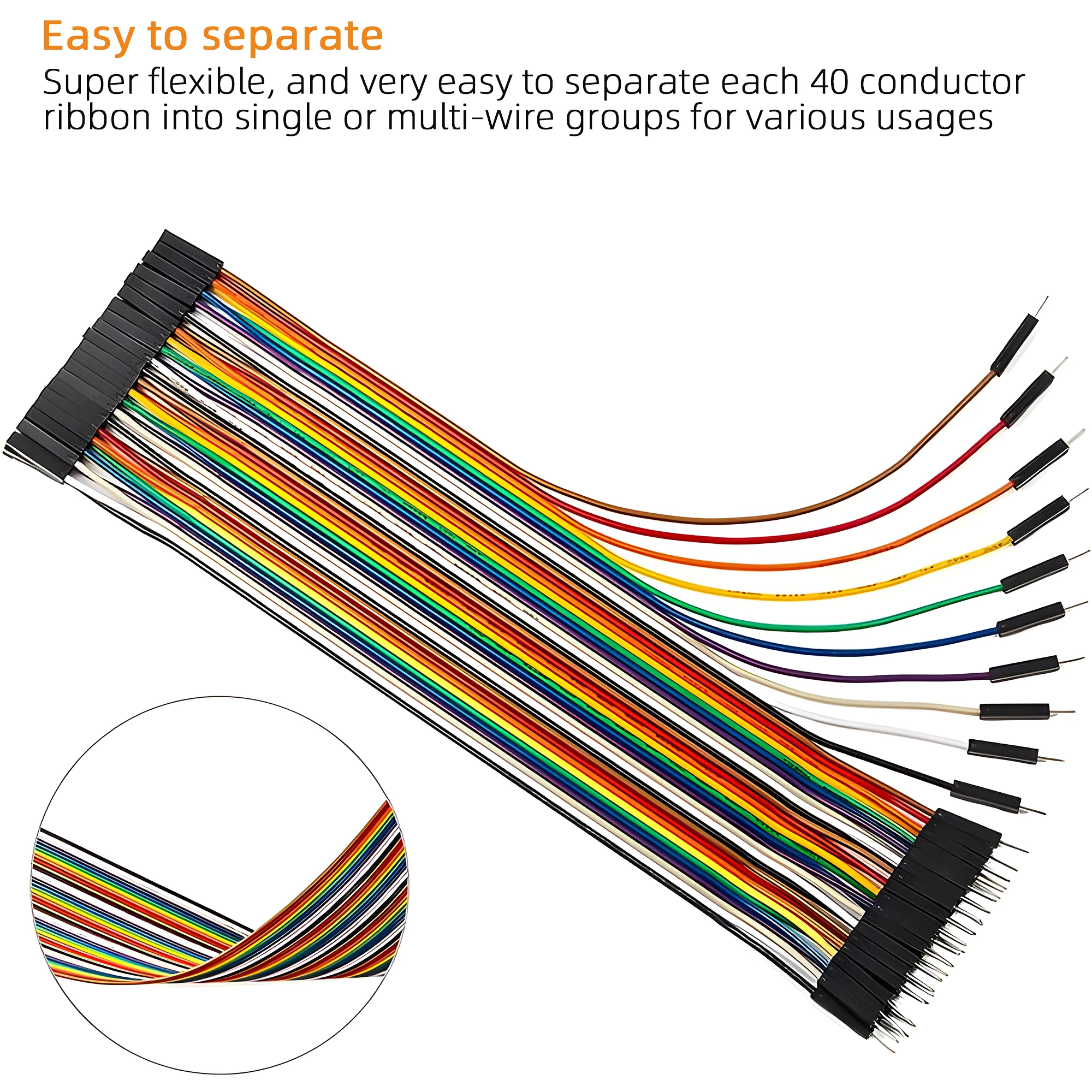 DIY Jumper Wire Kit with 40-Pin Connectors - Assorted Lengths and Genders