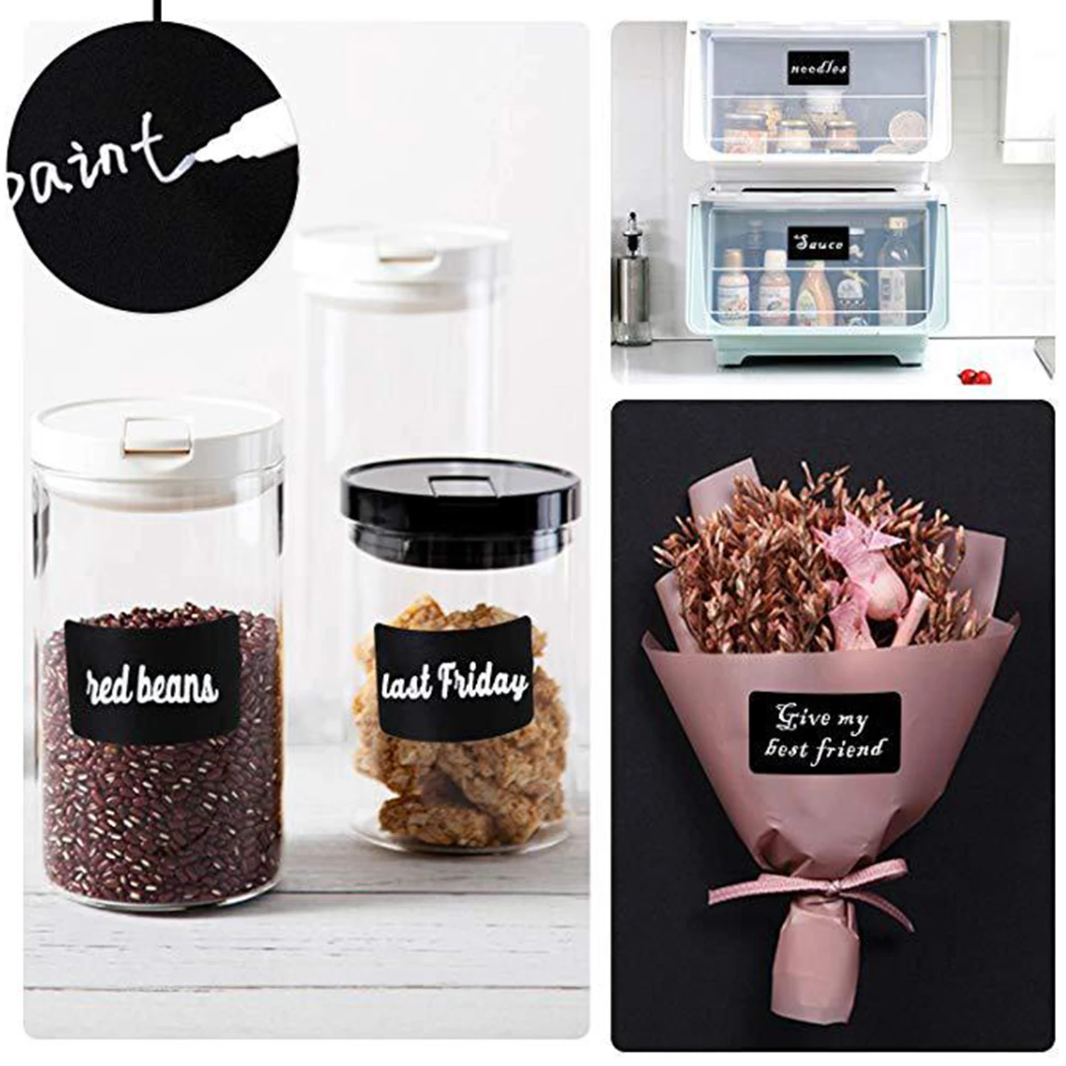 120Pcs Waterproof Label Stickers Black Label Sealed Jar Storage Product Kitchen Sticker Blackboard Labels Stickers