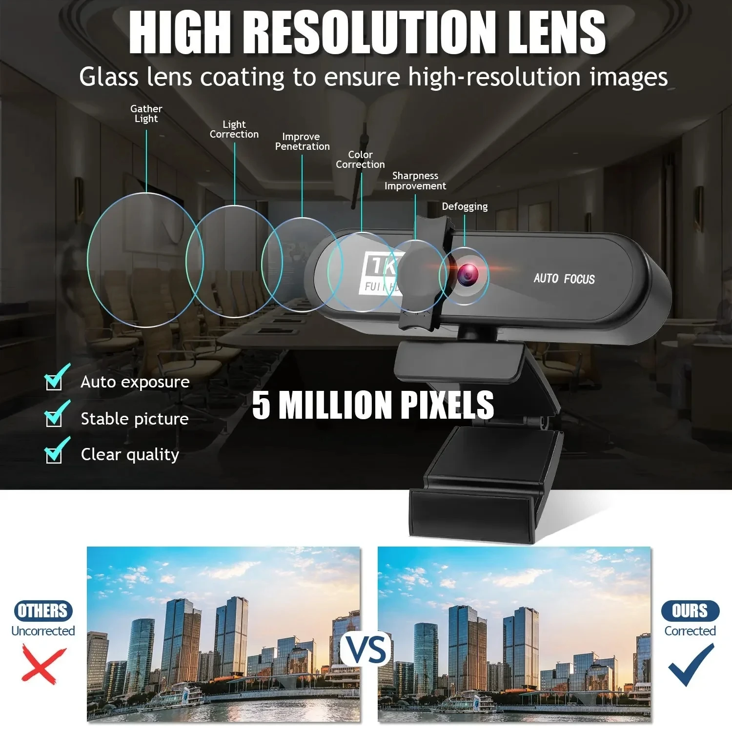 1K Full HD Mini Webcam With Mic Automatic Focus Online For Computer PC Laptops Portable Live Video Streaming 30fps pc webcam pc web camera computer camera