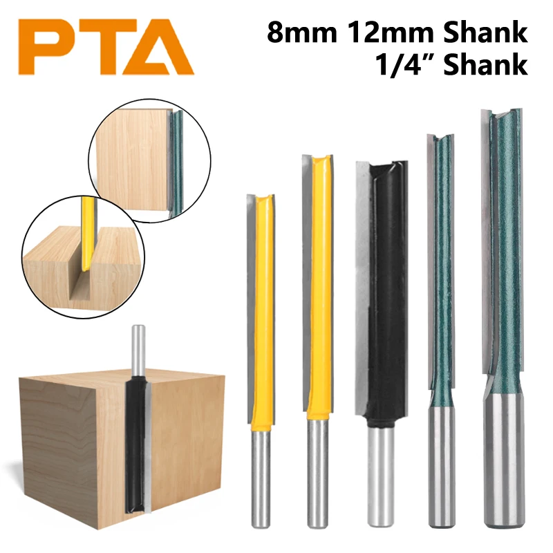 6.35MM 8MM 12MM Shank Long Blades Straight Router Bits Milling Cutters ...
