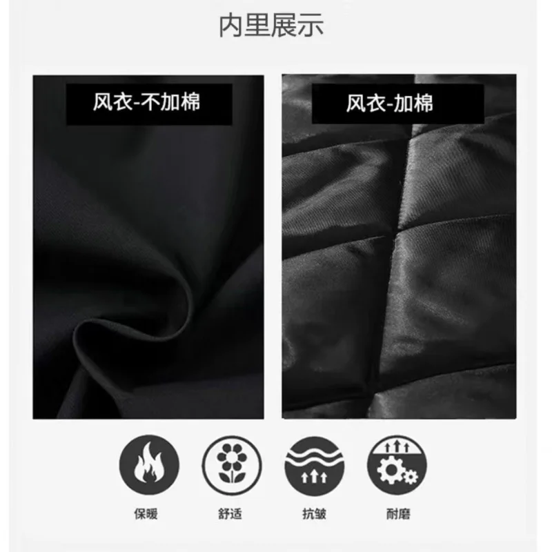 Mid-Length Men's Coat Winter Hooded New Two Pieces Korean Style Windbreaker Warm Thicken Cotton 4